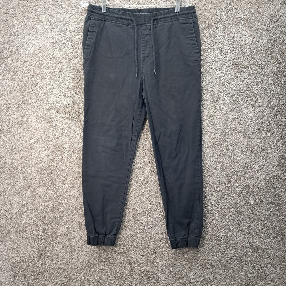 Elwood Mens Jogger Pants Black Cotton Twill Stretch Cuffed Size L EM1-130-085